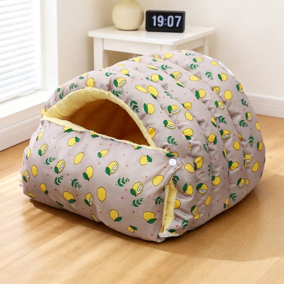 EazyTech Semi-Enclosed Pet Bed for Cats and Small Dogs, Thickened Warm Soft Fabric Foldable Indoor Cat House