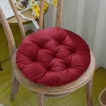 EazyTech Soft Thickened Round Chair Cushions for Yoga Dining Kitchen Sofa Balcony Outdoor Patio -Premium Chair Seat Pad Non-Slip, Tufted Design 16x16 Inch Red