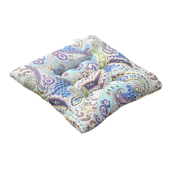 EazyTech Square Chair Seat Cushion Washable Boho Style Floral Dining Chair Pad for Kitchen Garden Patio Indoor Outdoor Chairs Non-Slip Comfortable Support 16x16 Inches Blue-B