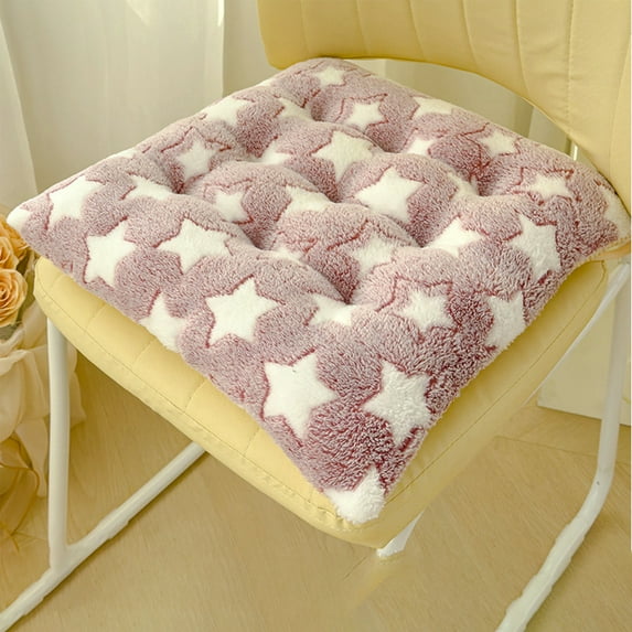 EazyTech Square Plush Star Chair Cushion With Ties - Washable Breathable Seat Cushions for Dining Kitchen Garden Patio Chairs - Durable Chair Pads for Indoor Outdoor Use 16x16 Inch Purple
