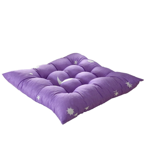 EazyTech Star Moon Printed Thick Chair Cushion with Memory Foam 16.14x16.14in Soft Cotton Seat pads for Office Dining Floor Sitting Indoor Outdoor Support Comfort Purple