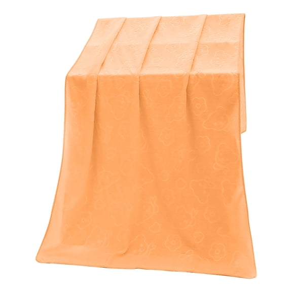 EazyTech Teddy Bear Embossed Microfiber Bath Towel – 55x28in Soft Absorbent, No Shedding Home Towel & Gifts for Family Durable & Stylish (Orange)