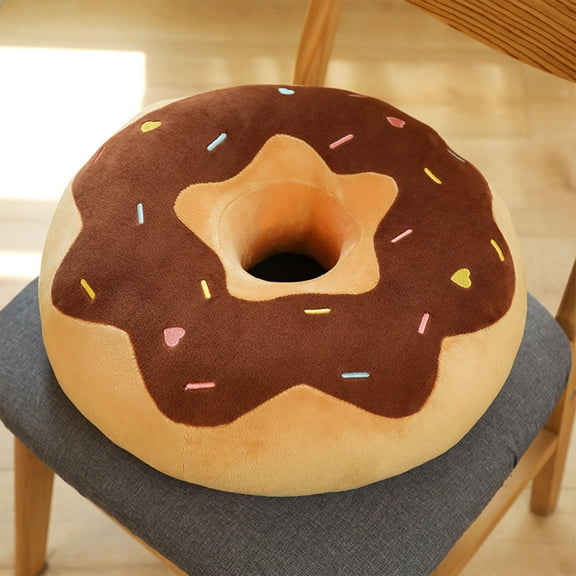 EazyTech Thickened Donut Seat Cushion with Cotton Filled - Soft Chair Pad for Kitchen, Dining, Office, Patio & Camping Chair- 15" Round Tufted Design, Machine Washable Home Decor Brown