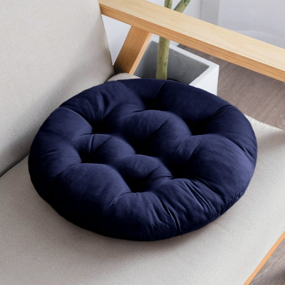 EazyTech Thickened Soft Dining Office Chair Pads Floor Seat Cushion for Yoga Tatami Sofa Outdoor Patio - 18x18in Non-Slip Tufted Pillow with Premium Support Navy