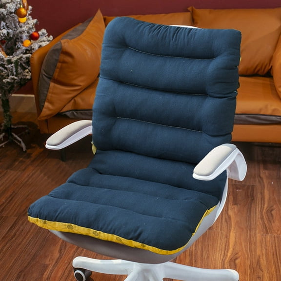 EazyTech Universal High Back Chair Cushion with Backrest & Ties for Office, Dining, Desk Chairs - Soft Seat & Home Decor Cushion Pad 18x33.5 inch Blue