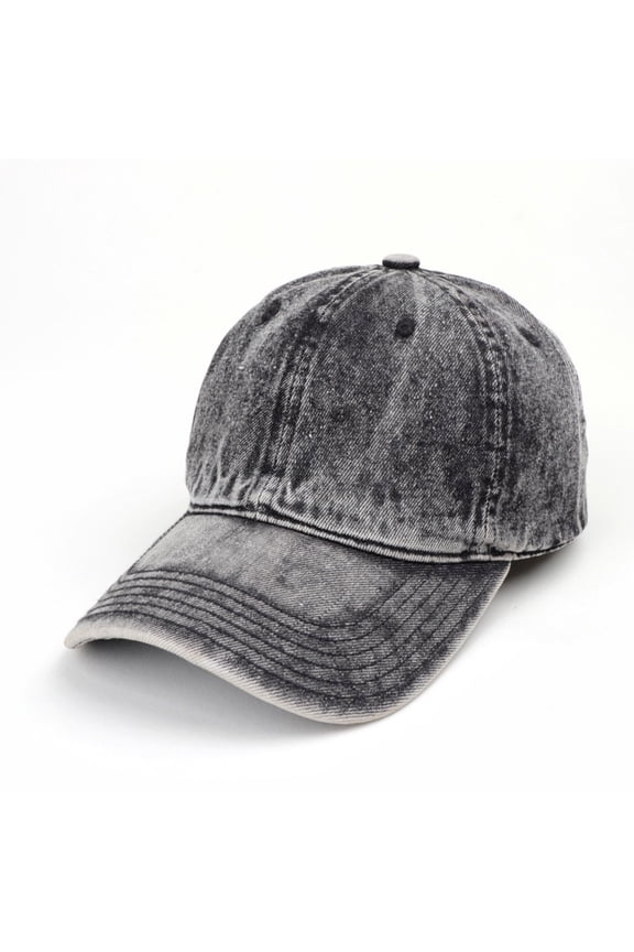 Vintage Washed Distressed Adjustable Baseball Cap, Classic Low Profile Unconstructed Hat, Soft Lightweight Denim Fabric with Metal Buckle Closure