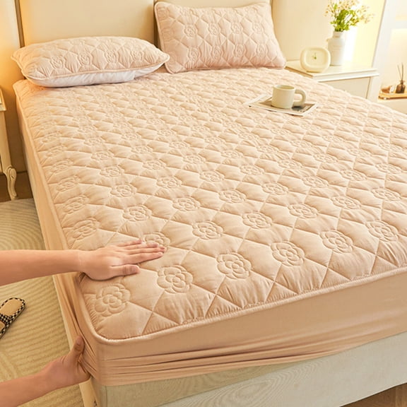 EazyTech Waterproof Mattress Protector Cover 59x78 Inches, Soft Thickened Breathable Fitted Sheet, Anti-Slip Washable Bedding for Home Hotel(Queen)