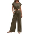 thumbnail image 1 of EazyTech Women 2 Piece Lounge Sets 2026 Casual Summer Outfits Cap Sleeve Strappy Crop Tops Wide Leg Pant Tracksuit, 1 of 6