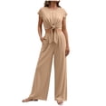 thumbnail image 1 of EazyTech Women 2 Piece Lounge Sets 2026 Casual Summer Outfits Cap Sleeve Strappy Crop Tops Wide Leg Pant Tracksuit, 1 of 6