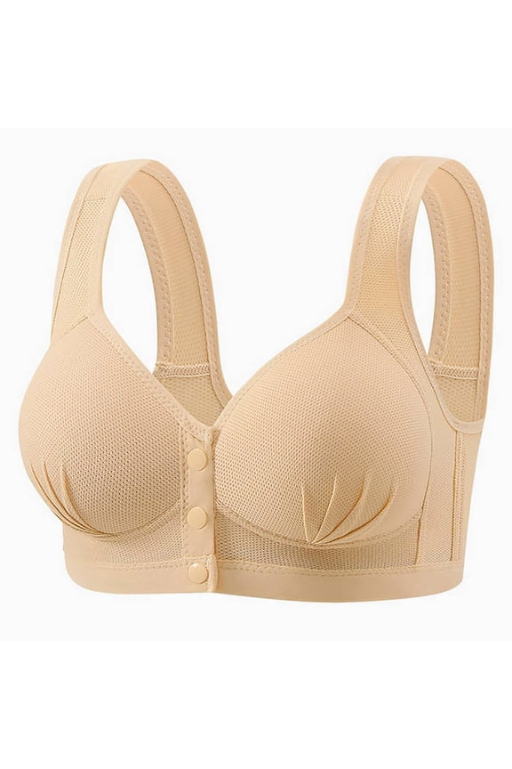Women Plus Size Nursing Bra Front Buckle Mesh Breathable Underwire Maternity Sleep Bra Stretch Soft Seamless
