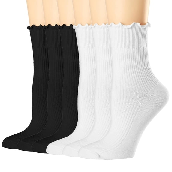 EazyTech Women's 6-Pack Solid Color Breathable Double-Needle Knee-High Socks, Stylish & Comfortable Long Socks
