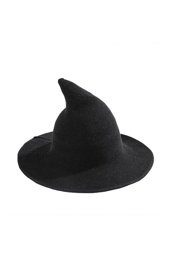 Women's Classic Pointed Witch Hat with Wide Brim, Warm Wool Wizard Hat for Magic Costume Themed Party Cosplay Accessory