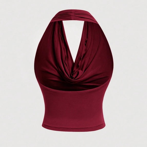 EazyTech Women's Convertible Halter Neck Tank Top Cowl V-Neck Sleeveless Blouse for Summer