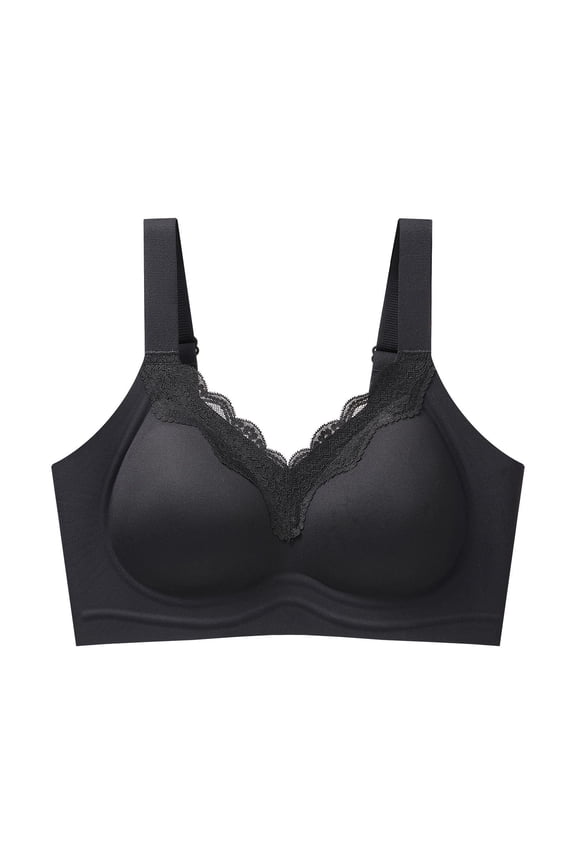 Women's Fashion Lace V-Neck Wireless Bra Seamless Everyday Bras No Underwire Invisible Fixed Cup Comfort Support