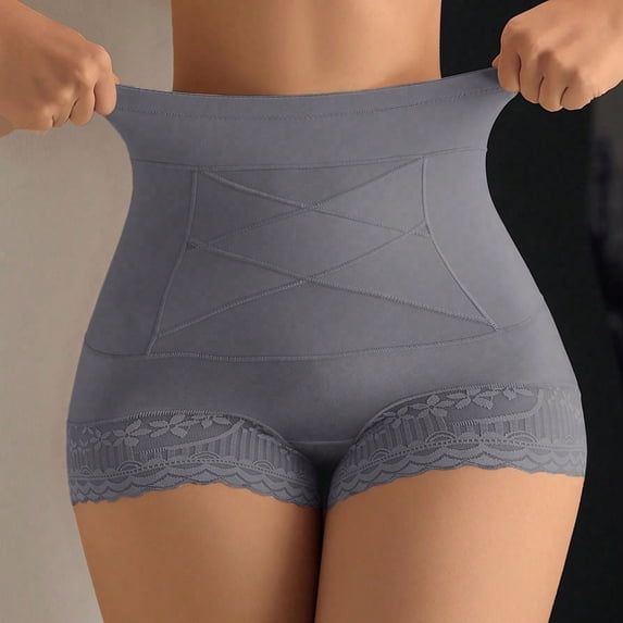 EazyTech Women's High Waist Lace Trim Control Shorts - Tummy Control & Anti-Roll Shapewear