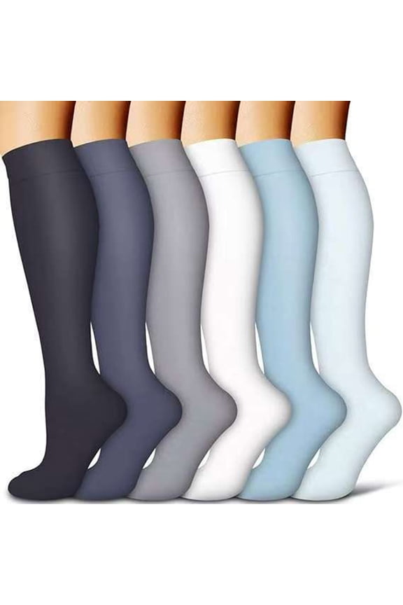 Women's Long Tube Socks Moisture-Absorbent Breathable Nylon Blend Hosiery 6 Pack