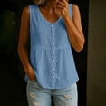 thumbnail image 1 of EazyTech Womens Tank Tops Cotton Linen Button Down Shirts V-Neck Sleeveless Gauze Cardigan Summer Casual Flowy Blouses, 1 of 6