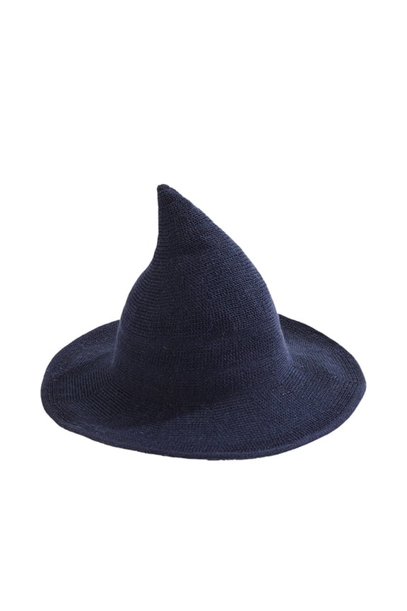 Womens Witch Hat Magic Wizard Hat Wool Pointed Sorceress Hat Black Halloween Cosplay Accessory