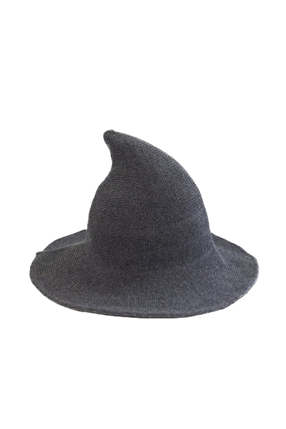 Womens Witch Hat Magic Wizard Hat Wool Pointed Sorceress Hat Black Halloween Cosplay Accessory