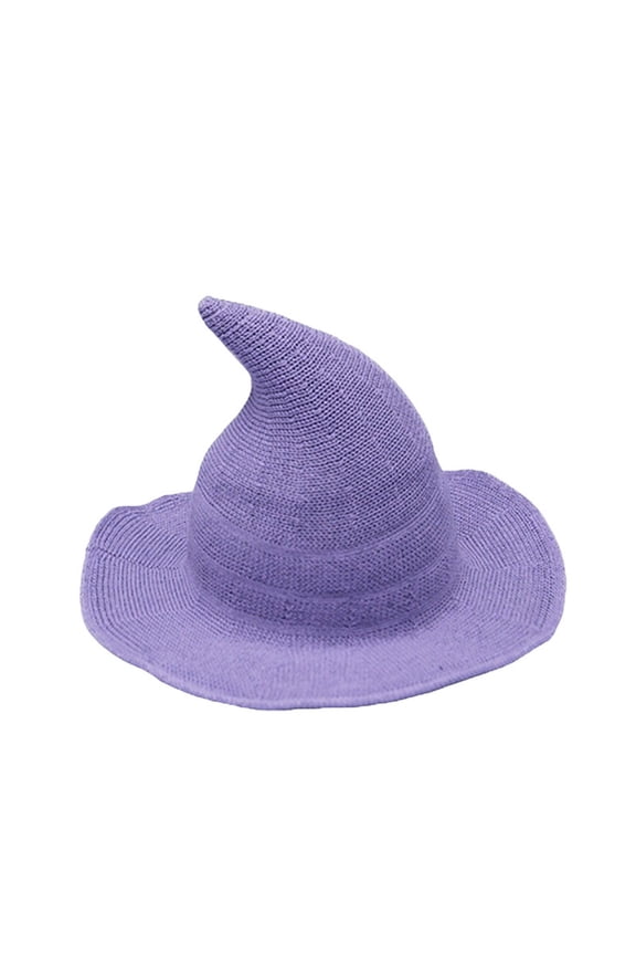 Womens Witch Hat Magic Wizard Hat Wool Pointed Sorceress Hat Black Halloween Cosplay Accessory