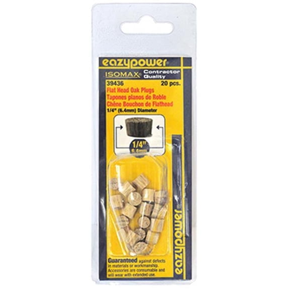 Eazypower 39436 0.25 in. Oak Flat Head Plug - 20 Pack