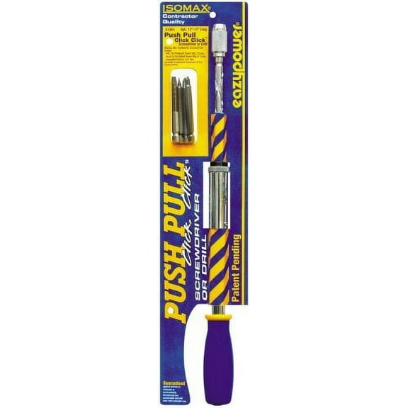 Eazypower 81964 12-Inch to 17-Inch Push Pull Click Click Screwdriver/Drill Kit with 1/4-Inch Hex, Power Bits and Hexbit Drill Bit