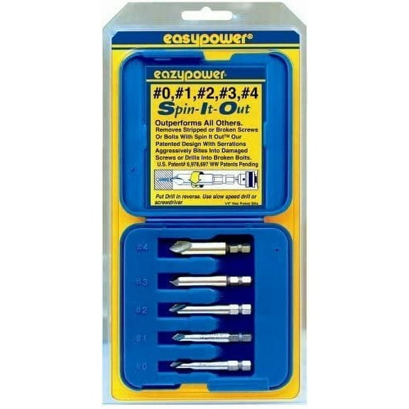 Eazypower 82681 Spin It Out Damaged Screw Removers, No.0, No.1, No.2, No.3, No.4 by Eazypower