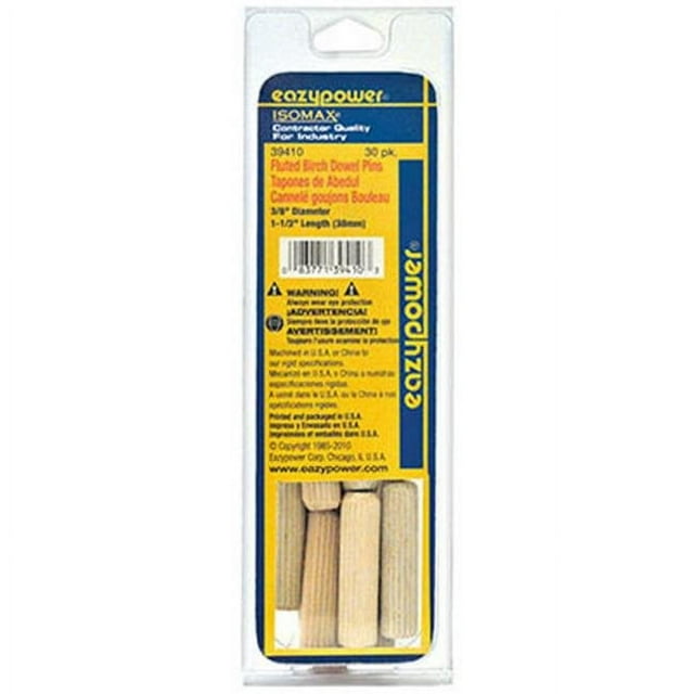 Eazypower Dowel Pin,Wood,Fluted,PK30 39410