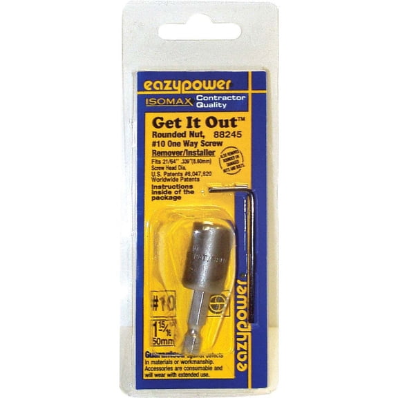 Eazypower Get It Out Rounded Nut One Way Screw, 339in, 2in, #10, 1pk