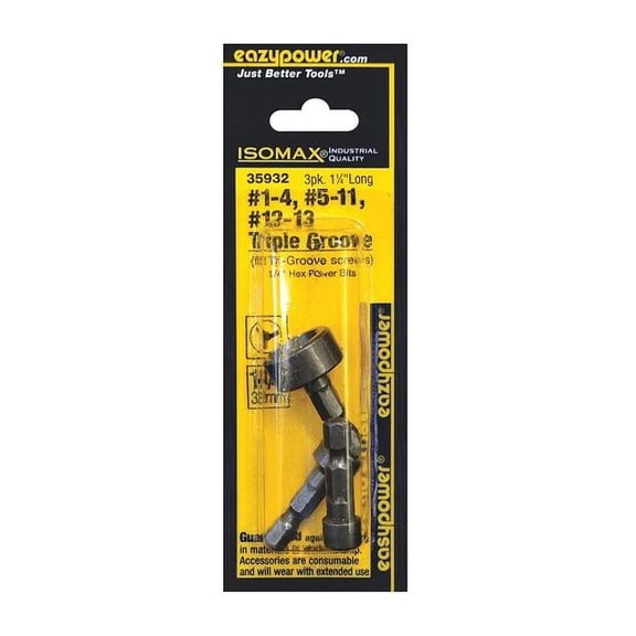 Manufacturer Varies 3 Piece Screwdriver Bit Set, 1/4" 35932