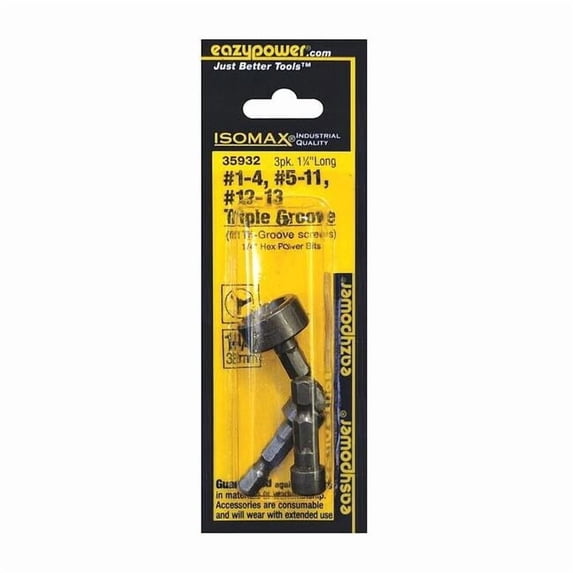 Manufacturer Varies 3 Piece Screwdriver Bit Set, 1/4" 35932