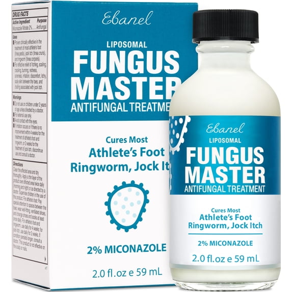 Ebanel Athlete's Foot Fungus Treatment Extra Strength, Antifungal Solution with Miconazole, Undecylenic Acid, Tea Tree Oil, 2 Oz