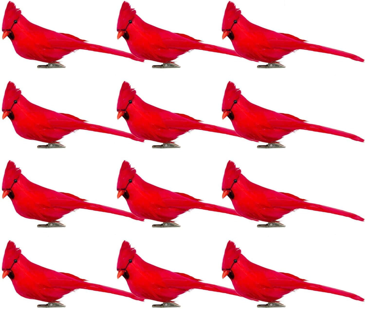 Ebaokuup 12 Pcs Artificial Red Cardinal Birds Clip, Christmas Cardinal Birds Clip, Fake Bird Red Cardinals Decor for Christmas Tree Ornament Decorations, Arts and Crafts