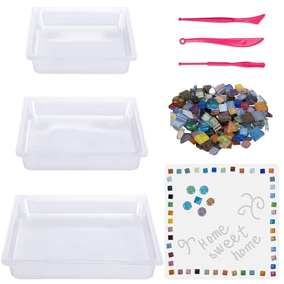 Ebaokuup 14 Pcs Square Stepping Stone Mold Kit, Includes Concrete Mold Mosaic Tiles and Carving Tools, 3 Size Garden DIY Stone Molds for Outdoor Walkways Pavement Decoration (No Concrete Mix),white