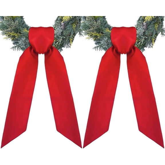 Ebaokuup 2 Pcs 3.3" x 52.8" Red Wreath Sash for Door Decor
