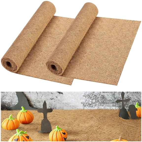 Ebaokuup 2-Pack Halloween Village Accessory Mats, 43.3" x 15.7" Spooky Landscape Display Mats