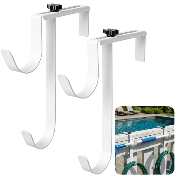 Ebaokuup 2 Pcs Adjustable Double Pool Fence Hooks with Anti-Rust, White