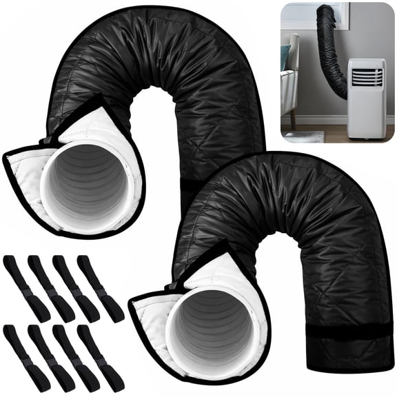 Ebaokuup 2Set Quilted Portable AC Hose Cover with Straps, Fits 5"-5.9" Hoses, Black