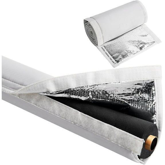 Ebaokuup 3 Layers HVAC Copper Pipe Insulation Cover,72x10.2 Inch 600D Oxford AC Pipe Insulation Covers,Flexible White Gray Copper Line Insulation Sleeve for Central Air Conditioning Mini Splits