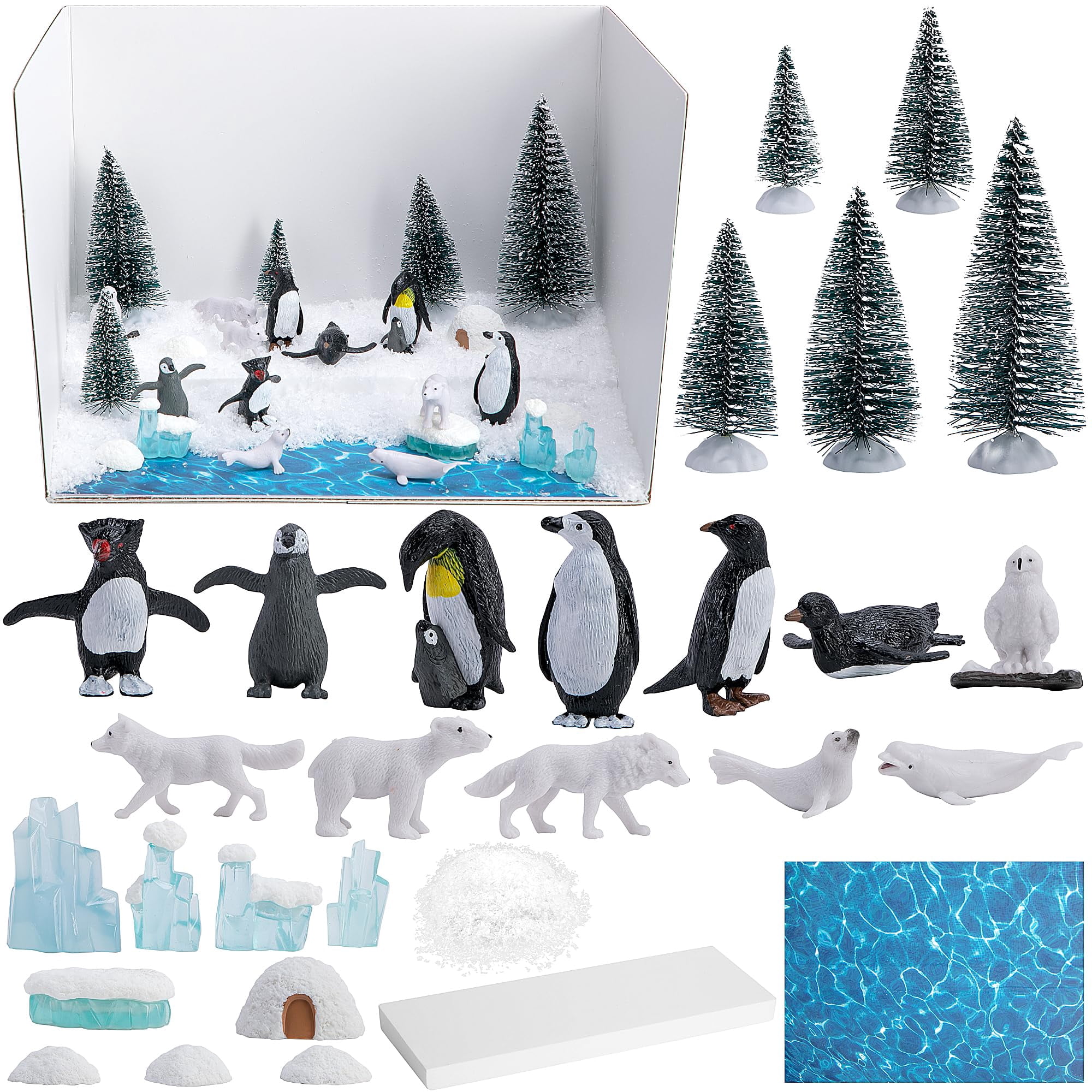 Ebaokuup 30 Pcs Arctic Animal Diorama Kit with Polar Bear & Penguin for Crafts
