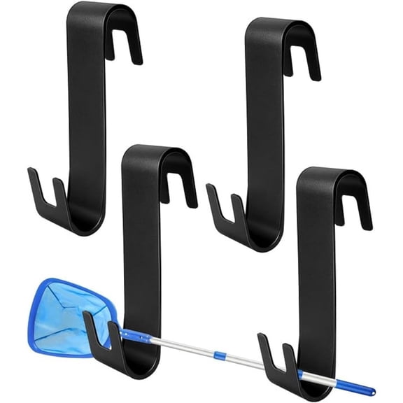 Ebaokuup 4 Pack Pool Leaf Skimmer Net Holder - Heavy Duty Pool Pole Hangers - Adjustable Pool Fence Hooks for Telescopic Poles Skimmers Swimming Pools Accessories & Garden Tool