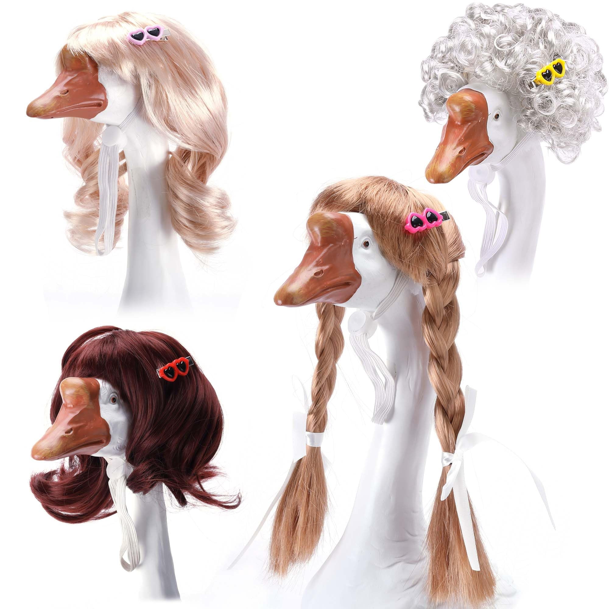 Ebaokuup 4 Pack Porch Goose Wigs, Braided Wig Set with Hair Clips for ...