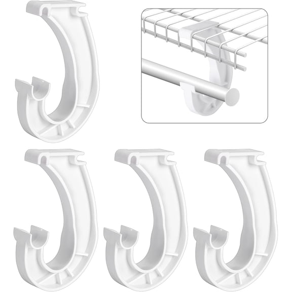 Ebaokuup 4Pcs Hanging Closet Rod Support,3/4 Closet Shelf Rod Holder,Sturdy J-Shaped Closet Brackets for Hanging Clothes,Cabinets Storage and Curtain