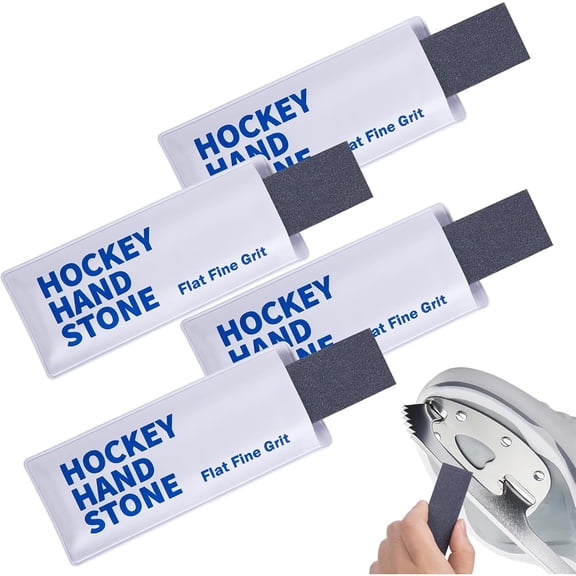 Ebaokuup 4Pcs Skate Sharpening Stones, Hockey Skate Hand Stone with PU Cover, Flat Fine Grit Hockey Honing Stone for Sharpening Ice Skates,3.9inch,4 Pcs