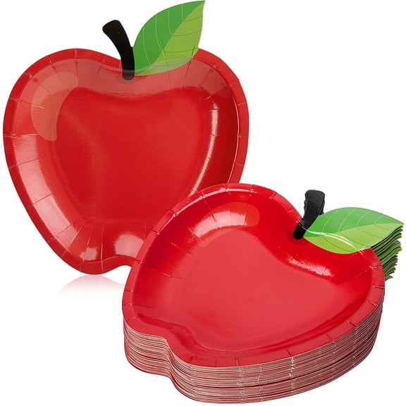 Ebaokuup 50 Pcs Red Apple Shaped Paper Plates for Back to School Party