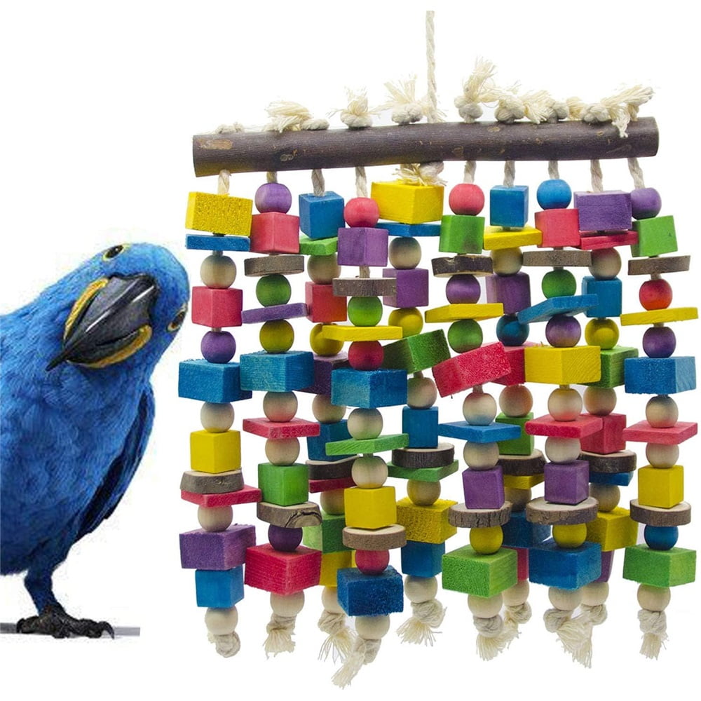 15.7" X 9.8" Large Bird Parrot Chewing Toy-Multicolored Wooden Blocks Bird Parrot Tearing Toys Suggested for Large Macaws Cokatoos,African Grey