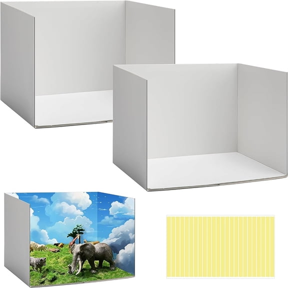 Ebaokuup Lengthen Cardboard Diorama Kit, Diorama Box for Display, Diorama Project Supplies Display Case with Double Sided Tapes for DIY Crafts Toys, 11.8 x 8.7 x 8.3 Inch,2 Pcs