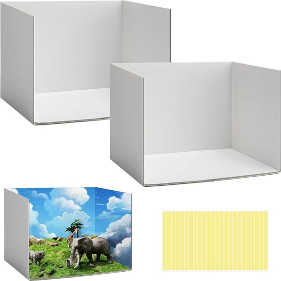 Ebaokuup Lengthen Cardboard Diorama Kit, Diorama Box for Display, Diorama Project Supplies Display Case with Double Sided Tapes for DIY Crafts Toys, 13 x 8.7 x 8.3 Inch,2 Pcs