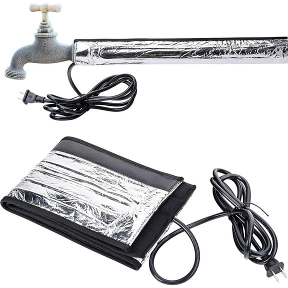 Ebaokuup Water Pipe Heat Blanket - 38.5" x 6" Water Pipe Heat Tape - Aluminum Foil Freeze Protection Heating Cable for Metal & Plastic Pipes, 110V, Max Temperature 60