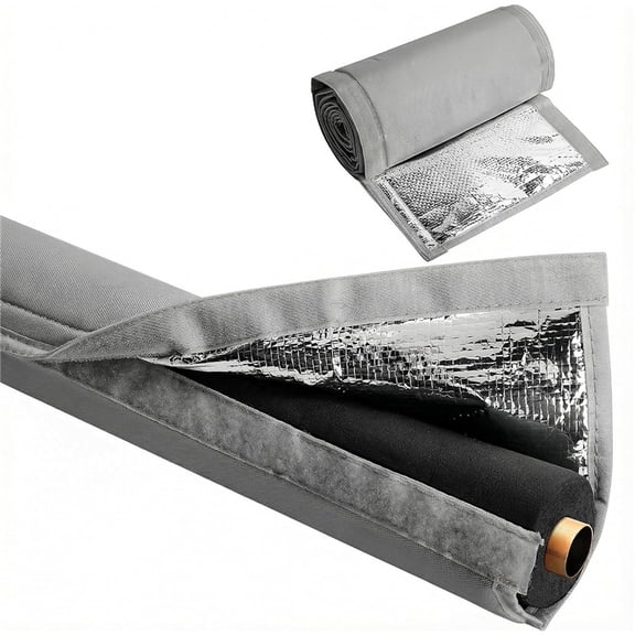 Ebaokuup3 Layers HVAC Copper Pipe Insulation Cover, 72x10.2 Inch 600D Oxford AC Pipe Insulation Covers for Outside, Flexible Light Gray Copper Line Insulation Sleeve for Central AC Mini Splits